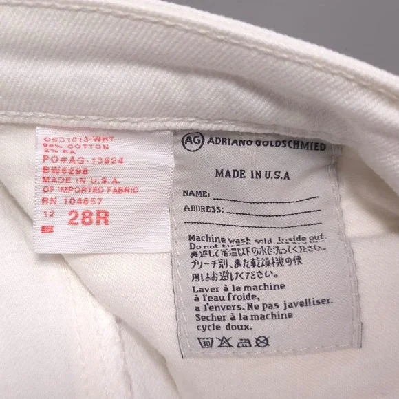 AG ADRIANO GOLDSCHMIED Women's Jeans 28R THE ANGEL Boot Cut Flare White USA MADE - Picture 13 of 15